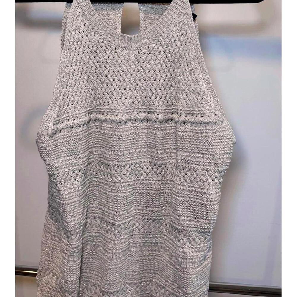 White House Black Market Light Gray Knit Tank Top